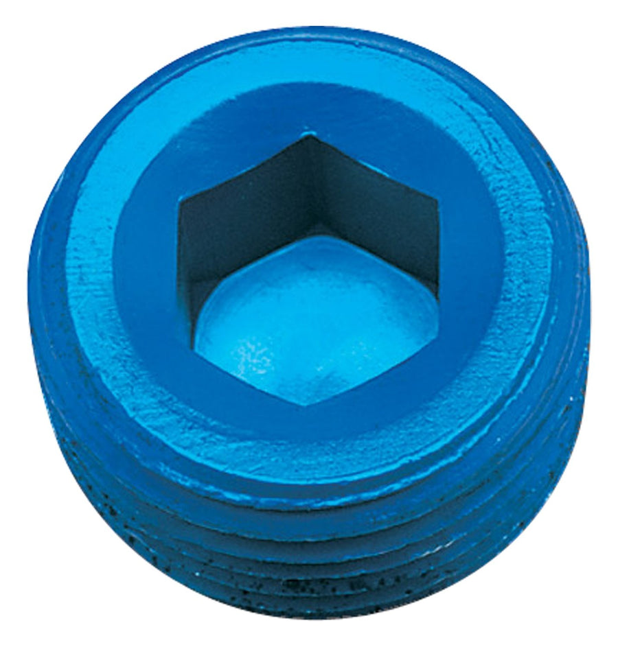 Blue Anodized Edelbrock/Russell 662060 Aluminum 3/8" Allen Socket Pipe Plug