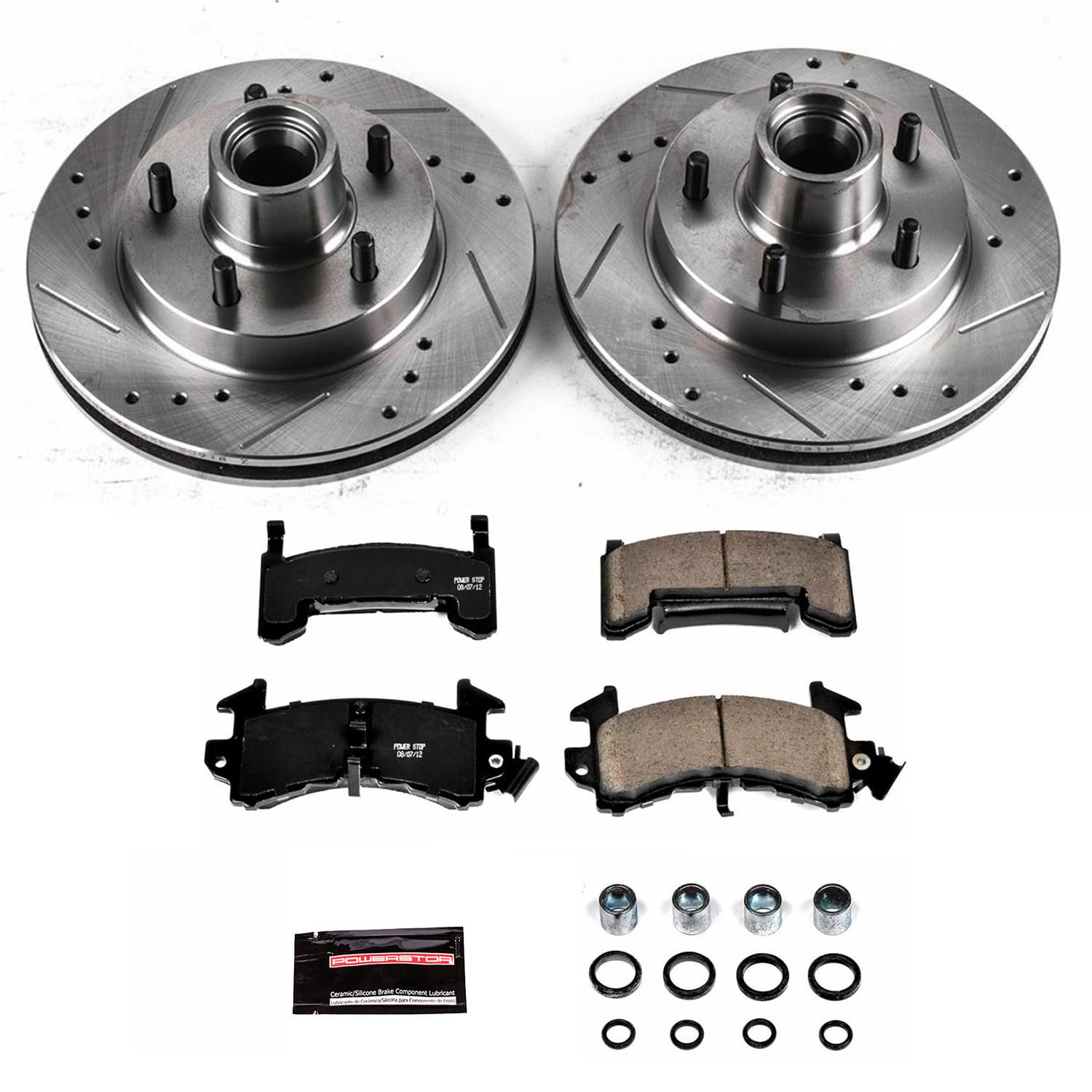 Power Stop K1482 Z23 Carbon Fiber Brake Pads with Drilled & Slotted Brake Rotors Kit