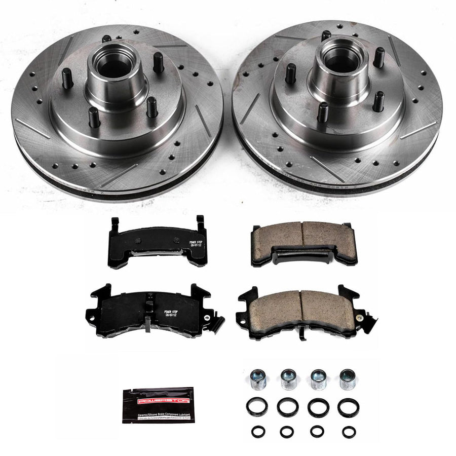 Power Stop K1482 Z23 Carbon Fiber Brake Pads with Drilled & Slotted Brake Rotors Kit