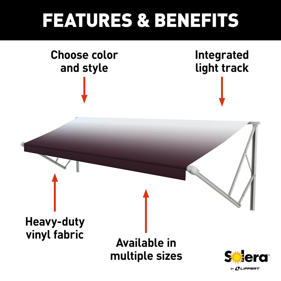 Lippert Solera RV Awning Roller and Fabric Assembly 19' White/Burgundy V000286893