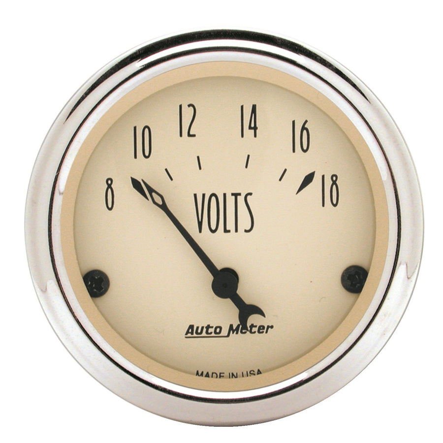 AUTO METER Antique Beige 1891 Voltmeter Gauge 2.3125 in.