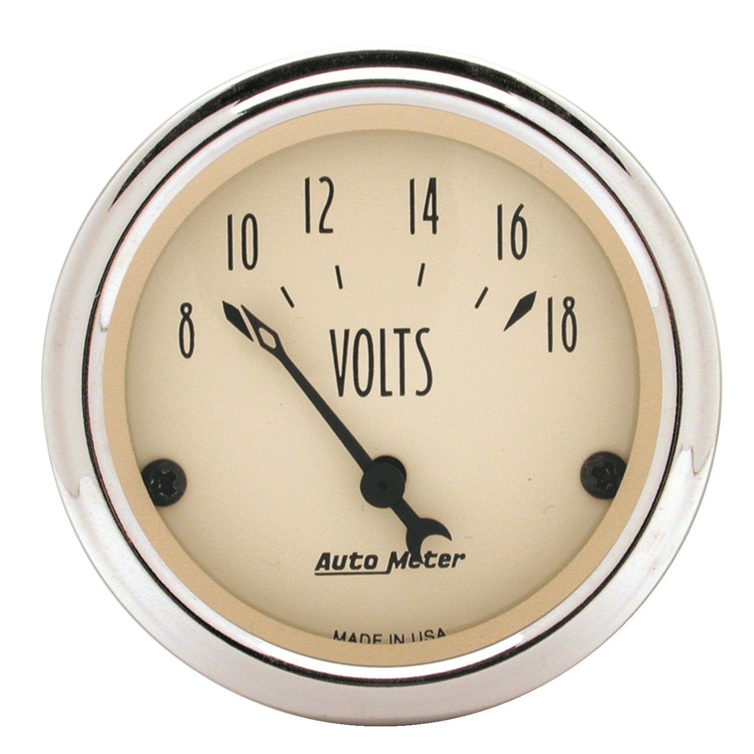 AUTO METER Antique Beige 1891 Voltmeter Gauge 2.3125 in.