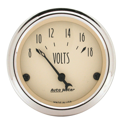 AUTO METER Antique Beige 1891 Voltmeter Gauge 2.3125 in.