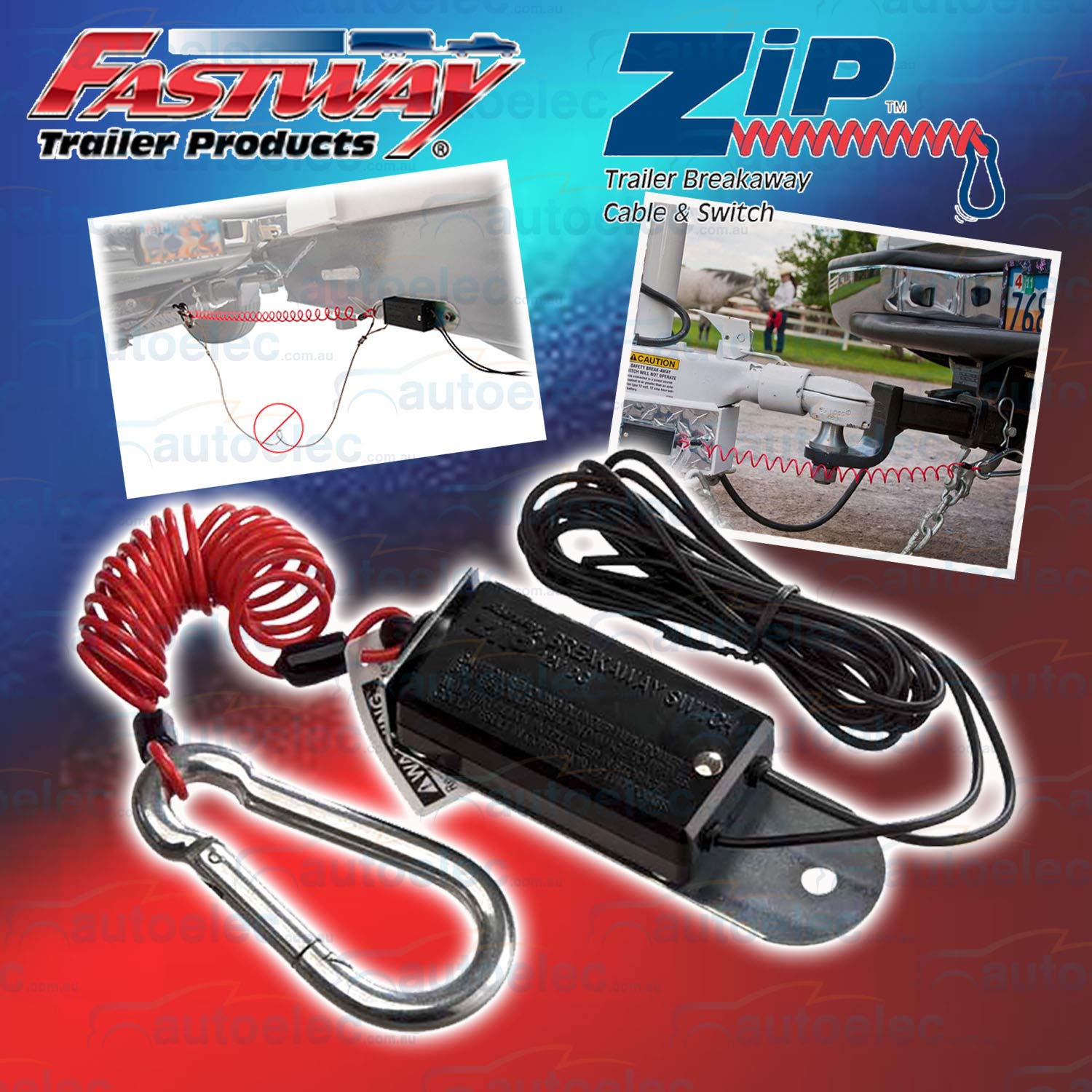 Zip Fastway 4 Foot Breakaway Cable with Electric Brake Switch 80-00-2040 RED