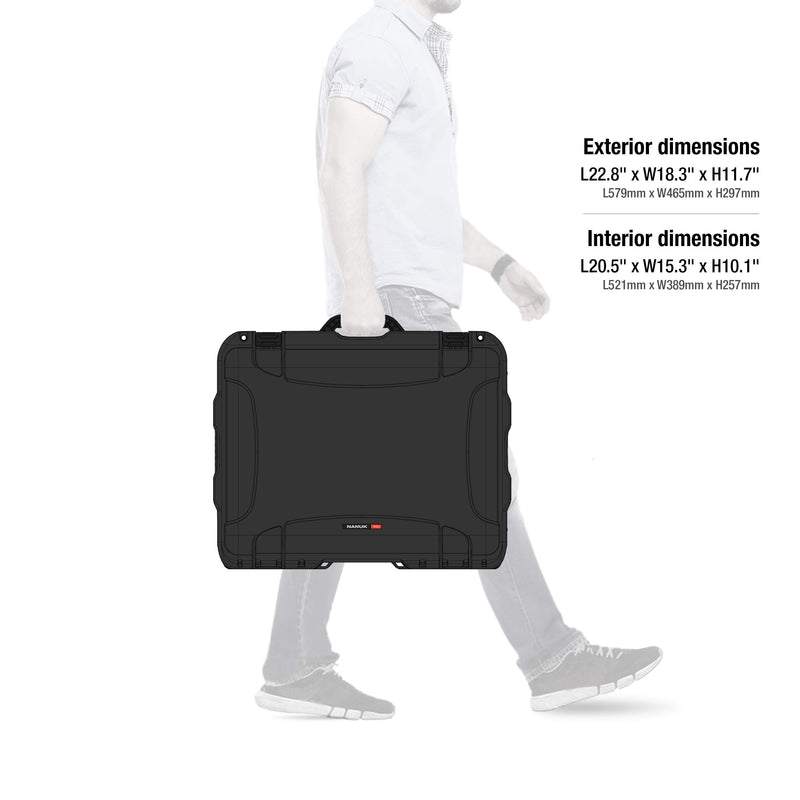 Waterproof NANUK 950 Hard Case with Wheels and Padded Divider - Black