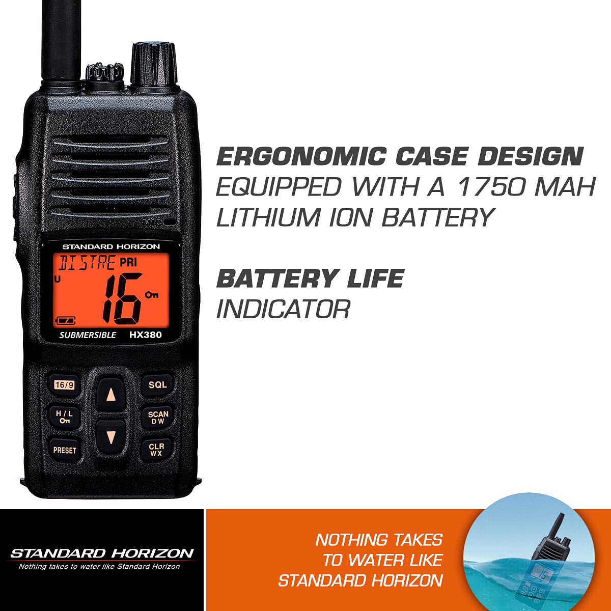 HX380 Standard Horizon 1.5" Handheld VHF Standard