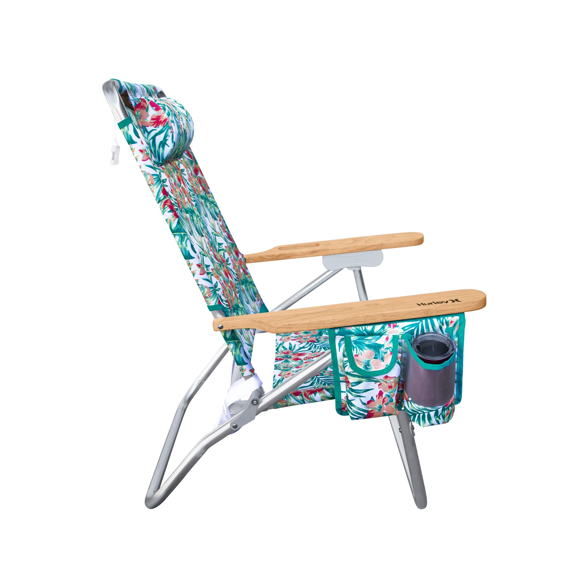 Hurley Beach Chair Mid-Height Wood Arm, One Size, Hawaiian Gardens White
