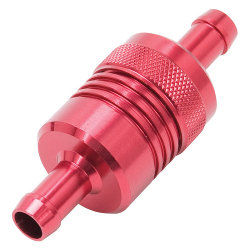 Edelbrock Street Fuel Filter 1 1/8 in. Dia. 3/8 in. Inlet/Outlet 3 in. Length Red Aluminum 8139