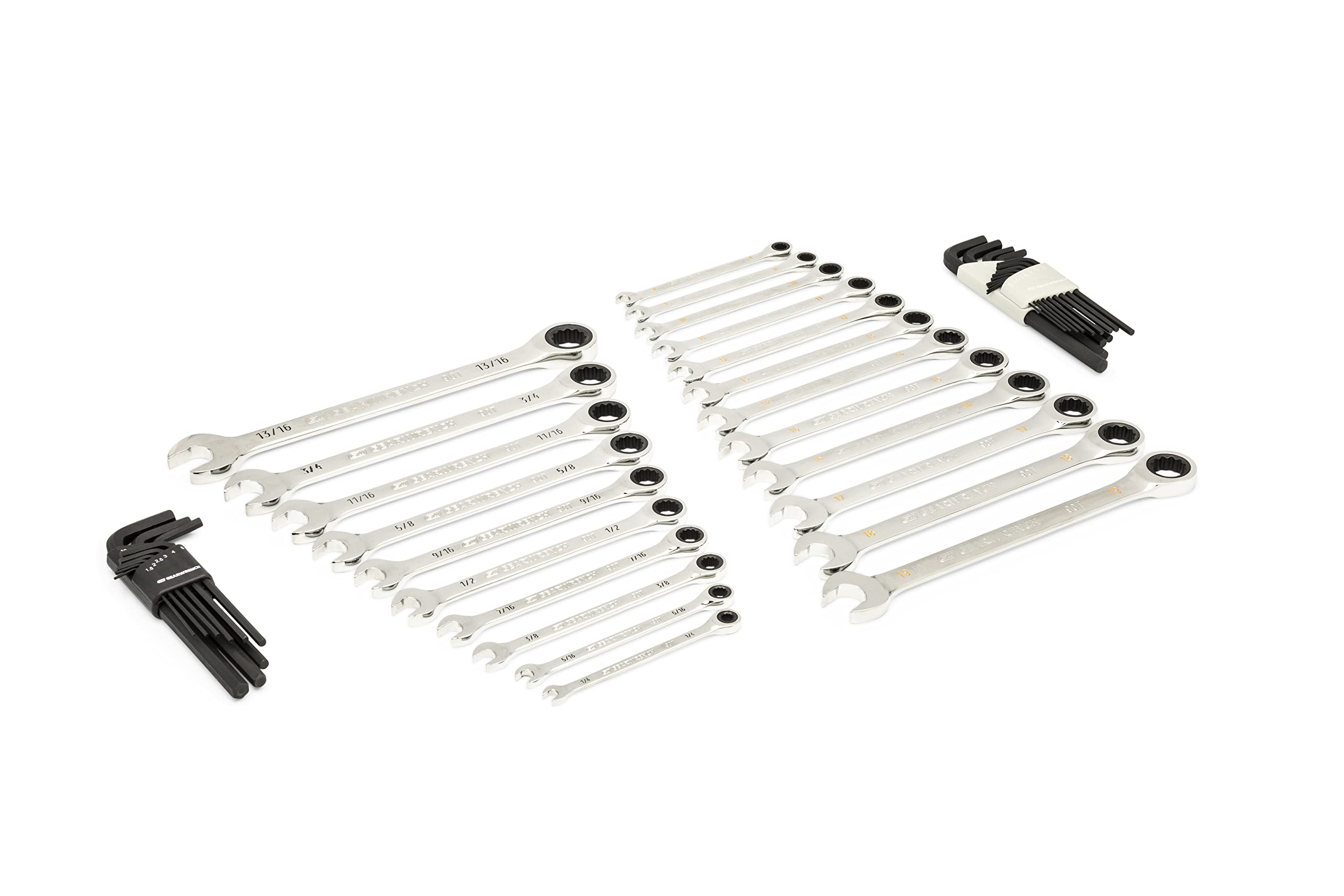 90-Tooth GEARWRENCH 44 Piece SAE/Metric Ratcheting Wrench and Hex Key Set - 86528