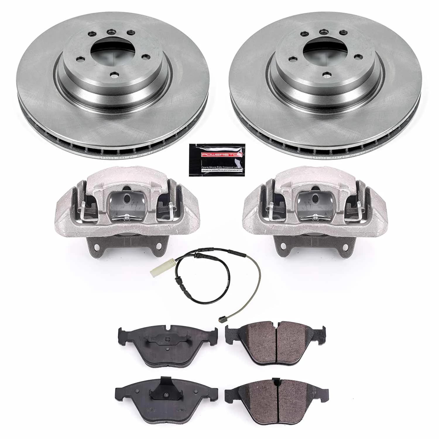 Power Stop KCOE6055 Replacement Autospeciality Front Caliper Kit- OE Rotors, Ceramic Brake Pads, Calipers For BMW 335d, BMW 335i, BMW 335i xDrive, BMW 335is [Model Specific]