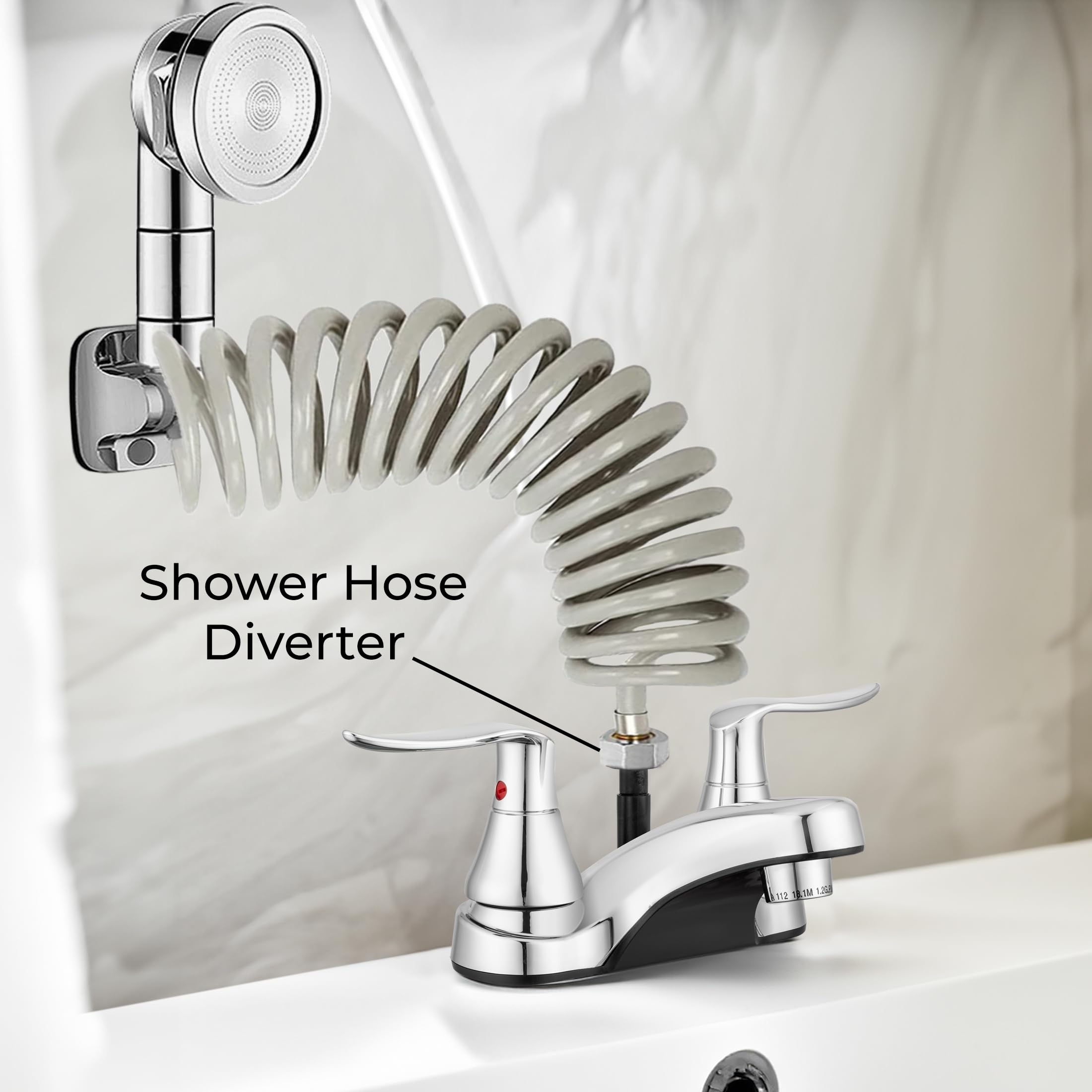 Dura Faucet RV Bathroom Faucet DF-PL720LH-CP with Winged Levers and Shower Hose Diverter (Chrome)