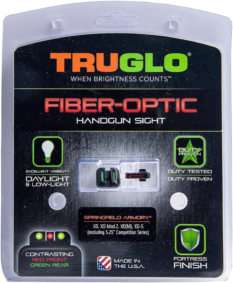 Fiber-Optic TRUGLO Handgun Night Sight | Compact Durable Snag-Resistant High-Visibility Red Front & Green Rear Sight, Compatible with Glock High Handguns