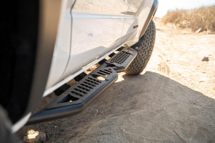 OE Plus DV8 Offroad Side Steps for 2024 Toyota Tacoma Double Cab | Anti-Slip Design | Mounts to Body/Pinch Weld | Provides Protection from Light Trail Debris | Retains OEM Ground Clearance | Steel