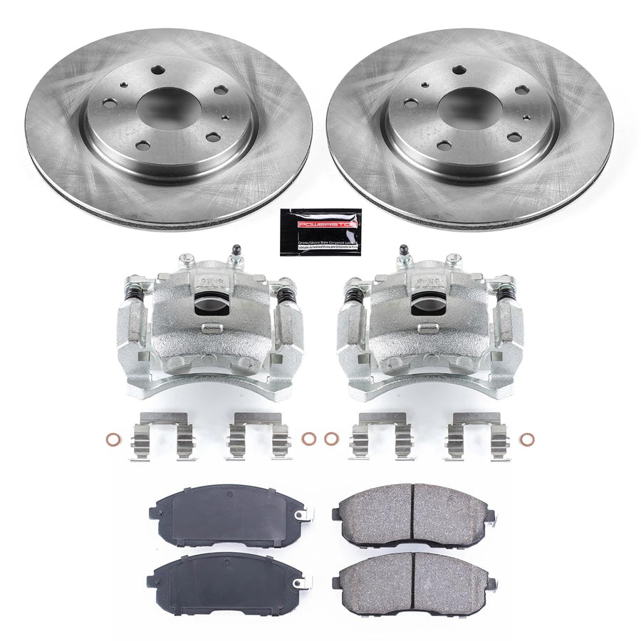 Power Stop KCOE5887 Replacement Autospecailty Front Caliper Kit-Rotors, Ceramic Brake Pads, Calipers For Suzuki SX4 2007-2013 [Model Specific]