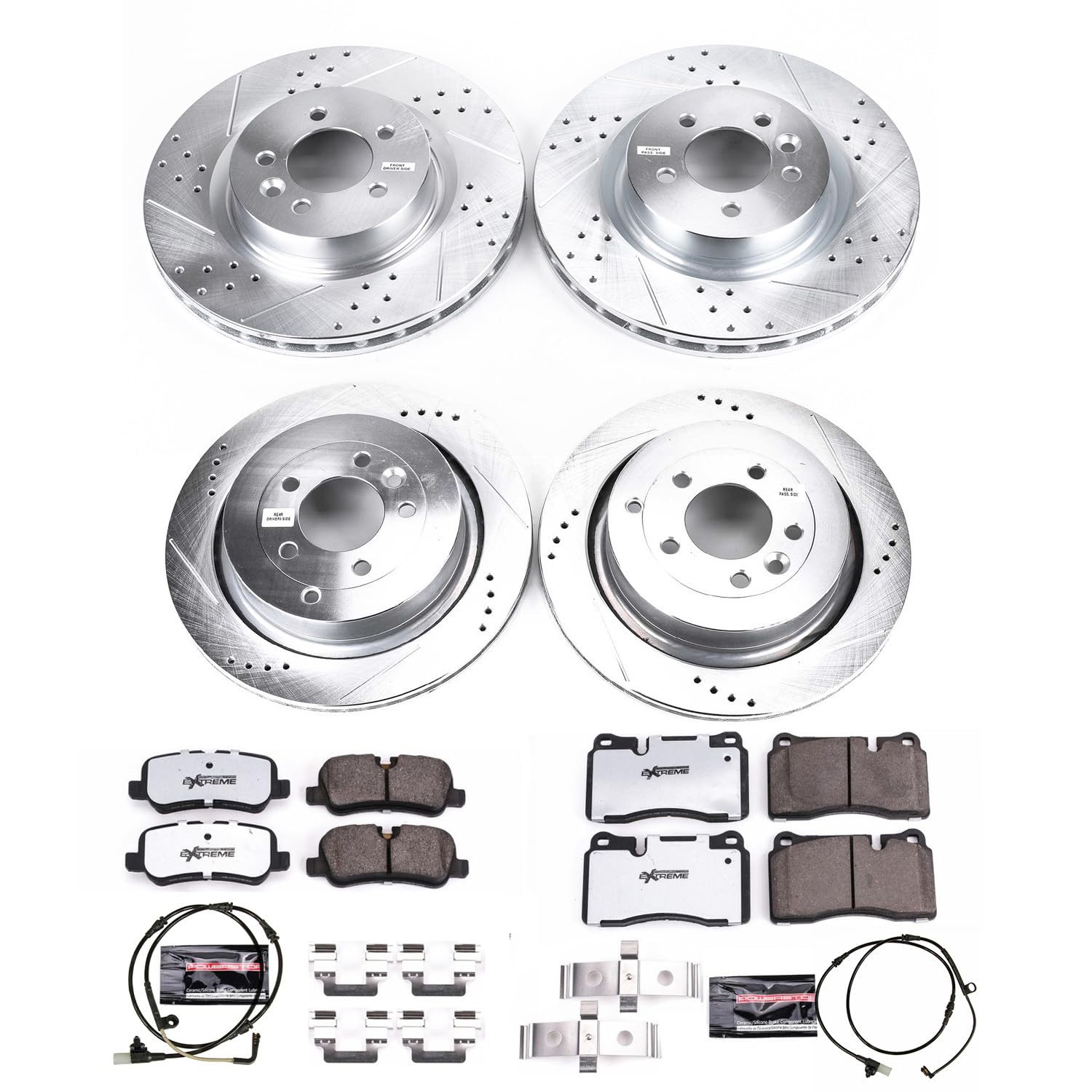 Power Stop Brake Kit Front and Rear For 2006 2007 2008 2009 Land Rover Range Rover Sport - Truck & Tow Carbon Fiber Ceramic Pads & Drilled and Slotted Rotors Replacement, K5443-36