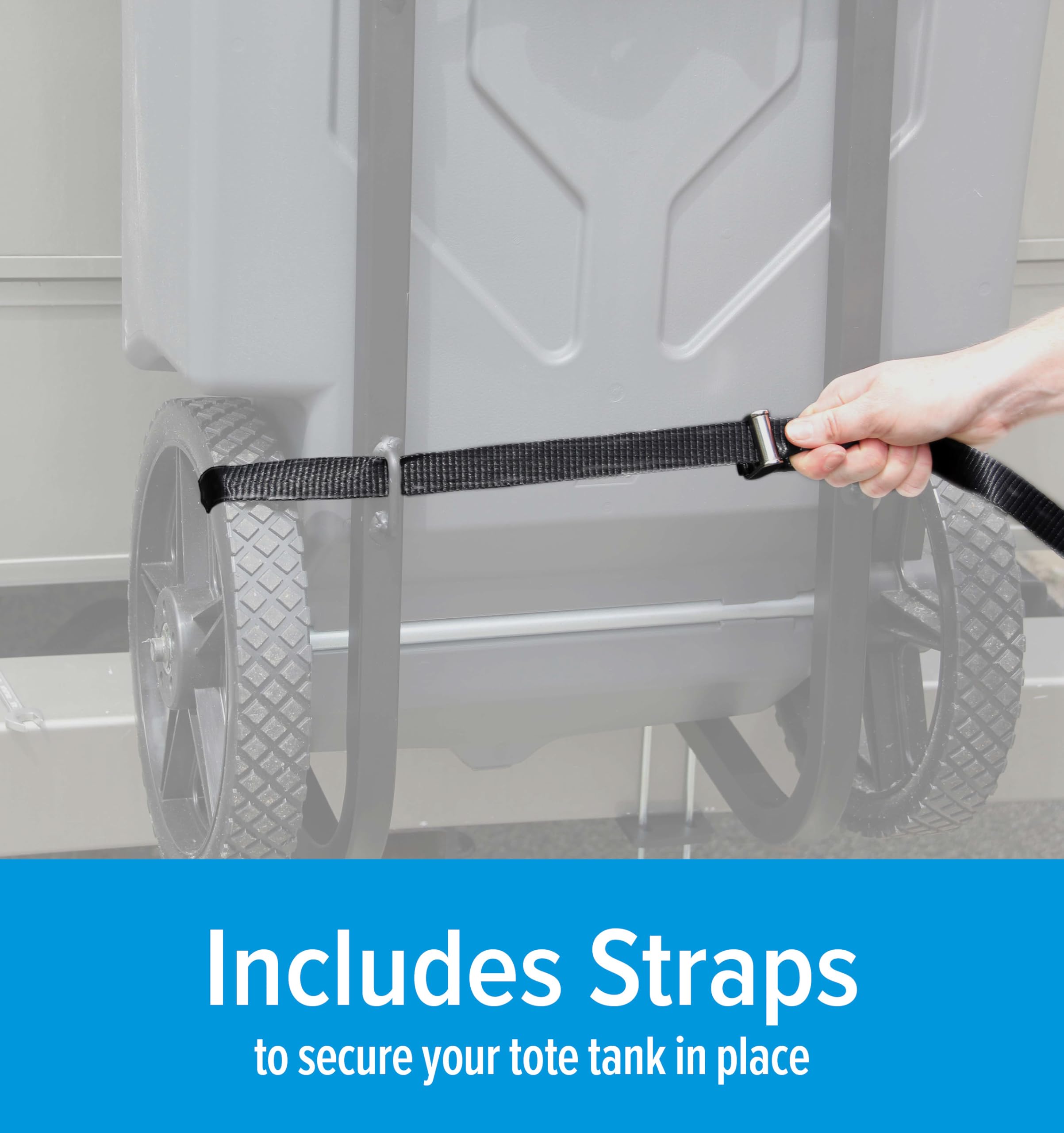 Rhino Camco RV Bumper Mount Tote Tank Holder - Features a Powder-Coated Steel Construction, Heavy-Duty Straps, and Fits Both 4-inch and 4-1/2-inch Bumpers (39010)