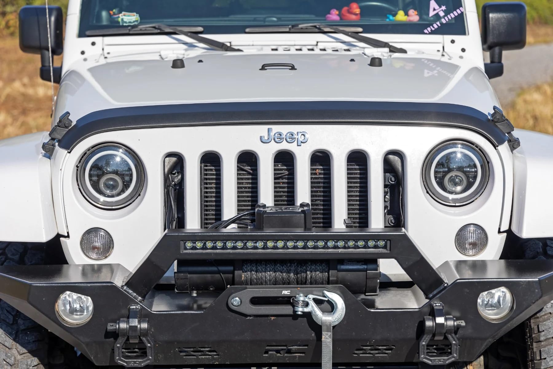 Front Hood Protector Rough Country for Jeep Wrangler JK (2007-2018) - High-Density Thermoplastic, UV-Resistant, Easy Install Trail Cladding