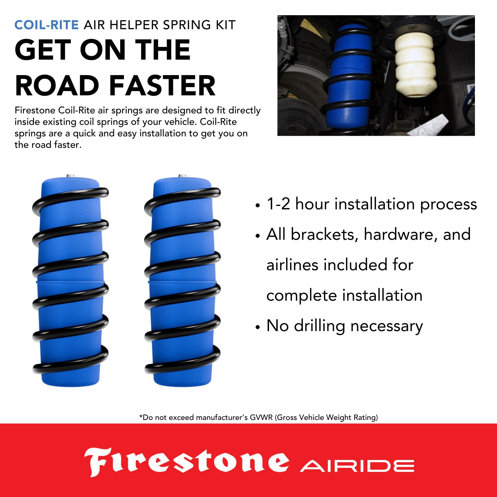 Firestone Coil-Rite Airide 4119 Rear Air Spring Kit fits 2022-2025 Maverick AWD | Not Compatible with In-Bed Hitch | 1,000 lbs Load Capacity | 5-35 PSI | Easy Installation