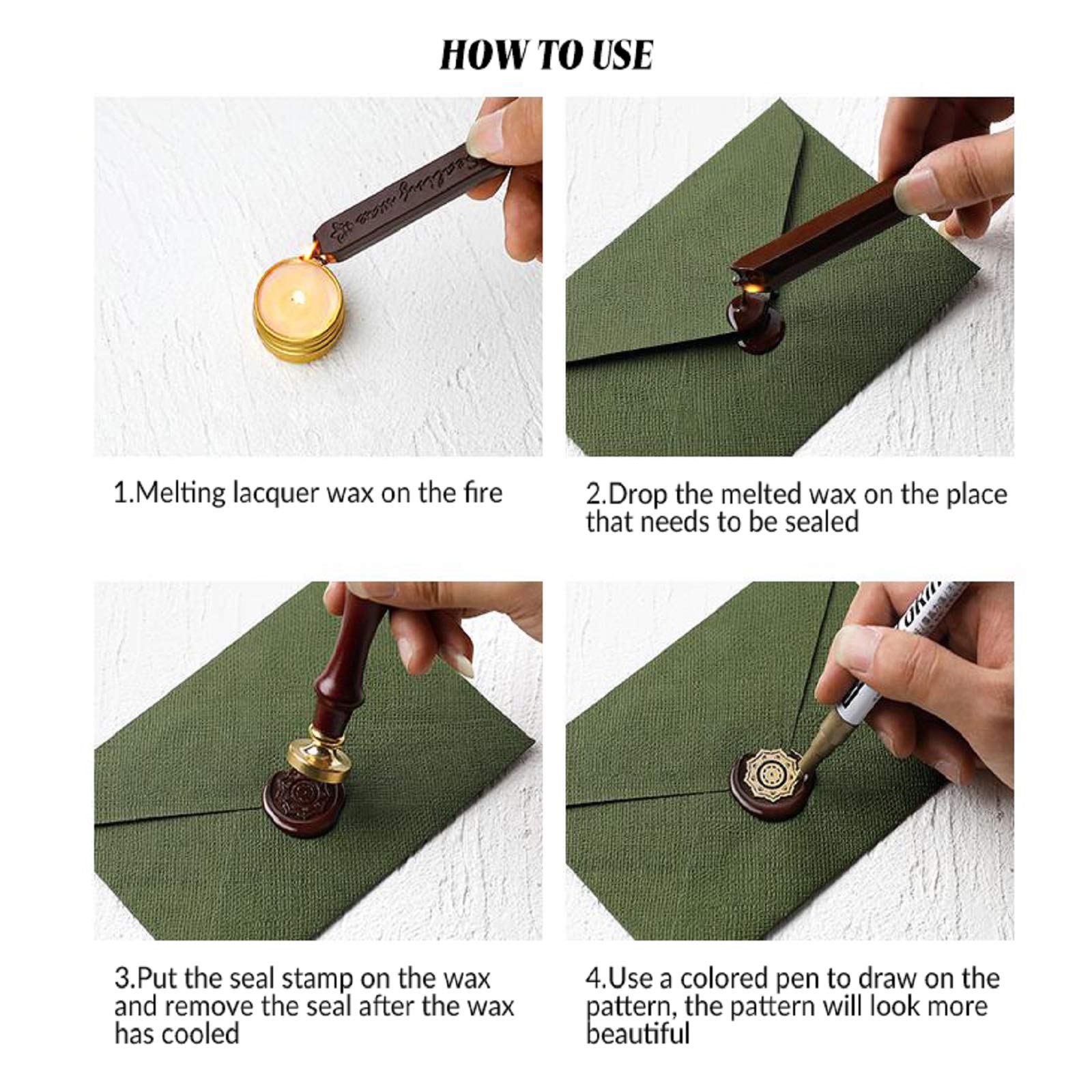 Wax Seal Stamp SUPERDANT Monkey Pattern Vintage Seal Stamp Retro Removable Brass Head 0.98" Wooden Handle Seal Stamp for Greeting Card, Envelope Invitation, Gift Wrapping