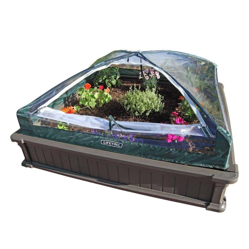 Raised Garden Bed Kit Lifetime 60053, 2 Beds and 1 Early Start Vinyl Enclosure