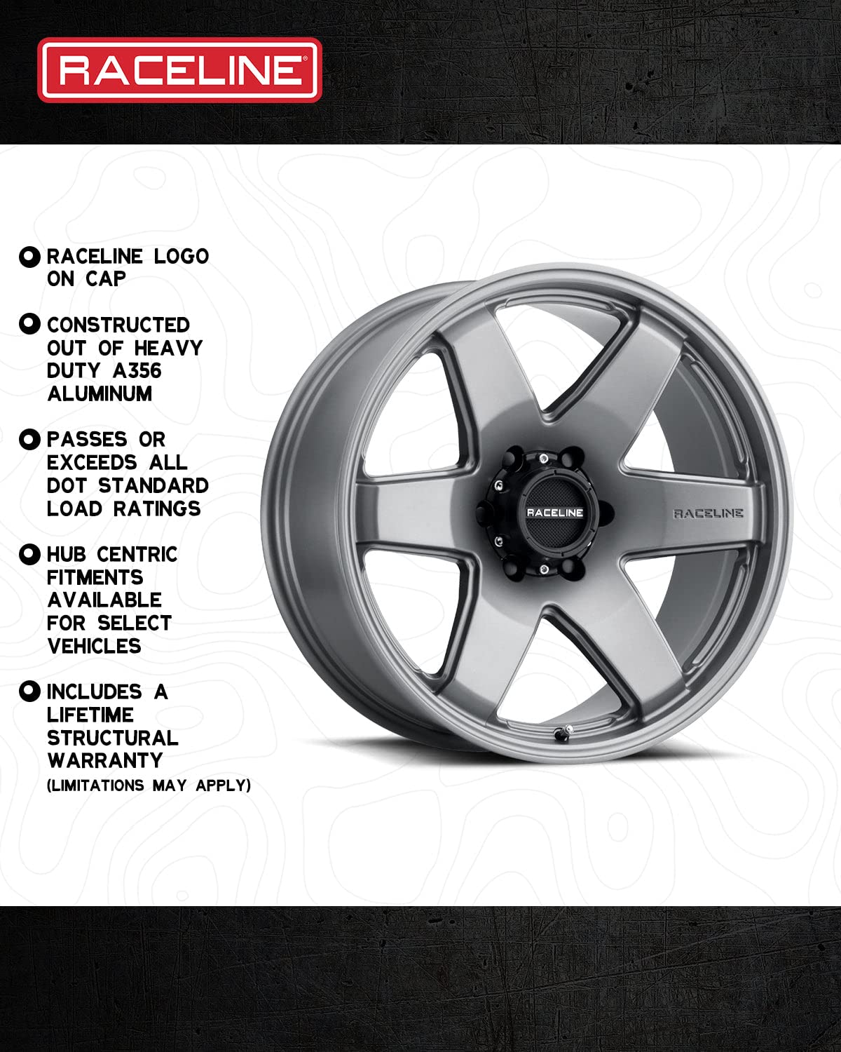 Greystone Raceline Wheels 942GS ADDICT Wheel 18X8"5X114.3 Bolt Pattern +35mm Offset/(5.88"B/S) 6 Spoke Aluminum Passenger Car Wheels, Full Size Replacement Greystone Car Rims