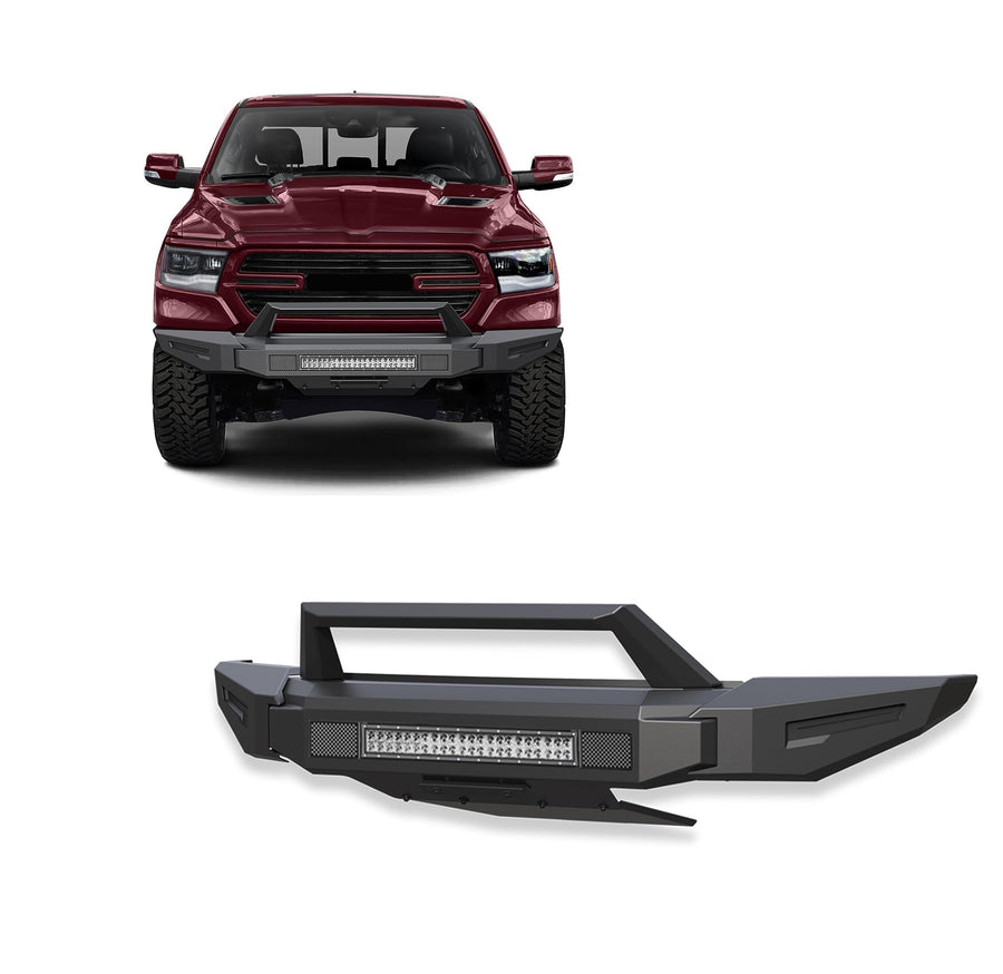 Armour II Heavy Duty Black Horse Modular Front Bumper Kit Modular Matte Black Compatible with 19-24 Ram 1500 (Excl.Rebel &TRX Trim, 19-23 Ram 1500 Classic)-AFB-RA20-K1