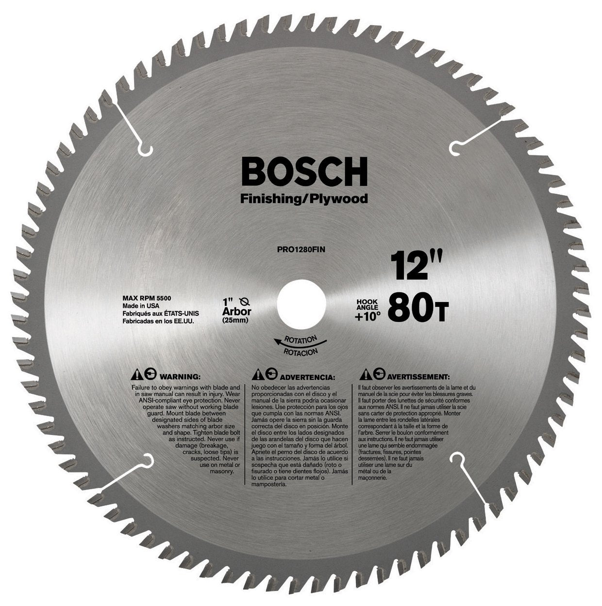 12 In. Bosch PRO1280FINB 80 Tooth Plywood and Finishing Circular Saw Blade