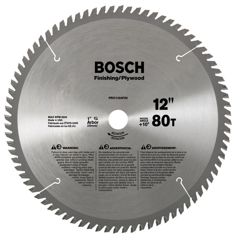 12 In. Bosch PRO1280FINB 80 Tooth Plywood and Finishing Circular Saw Blade