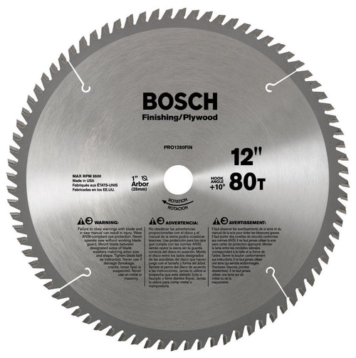 12 In. Bosch PRO1280FINB 80 Tooth Plywood and Finishing Circular Saw Blade