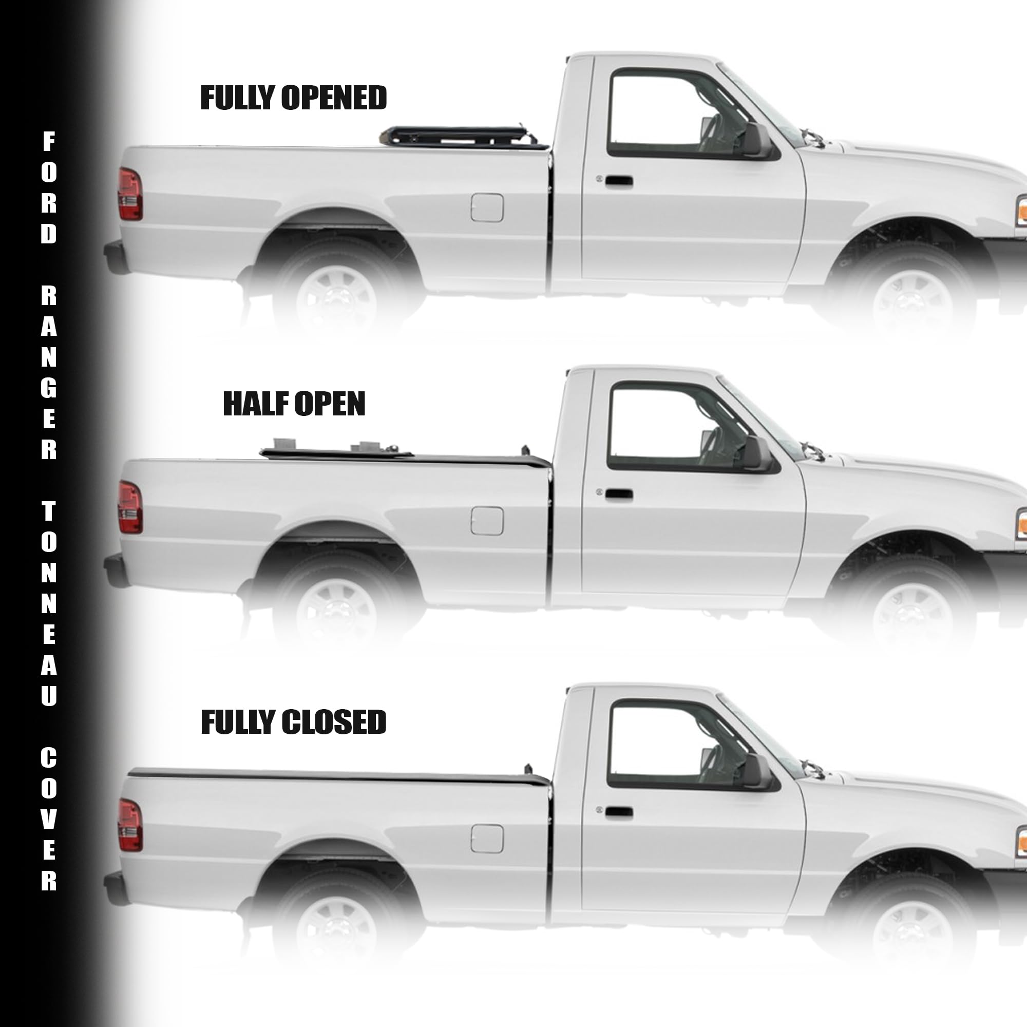 CoveRex TFX Series Armordillo USA Low Profile Hard Tri-Fold Truck Bed Tonneau Cover Fits 1983-2011 Ford Ranger / 1994-2010 Mazda B-Series B2300 / B2500 / B3000 / B4000 6 Ft (72") Bed