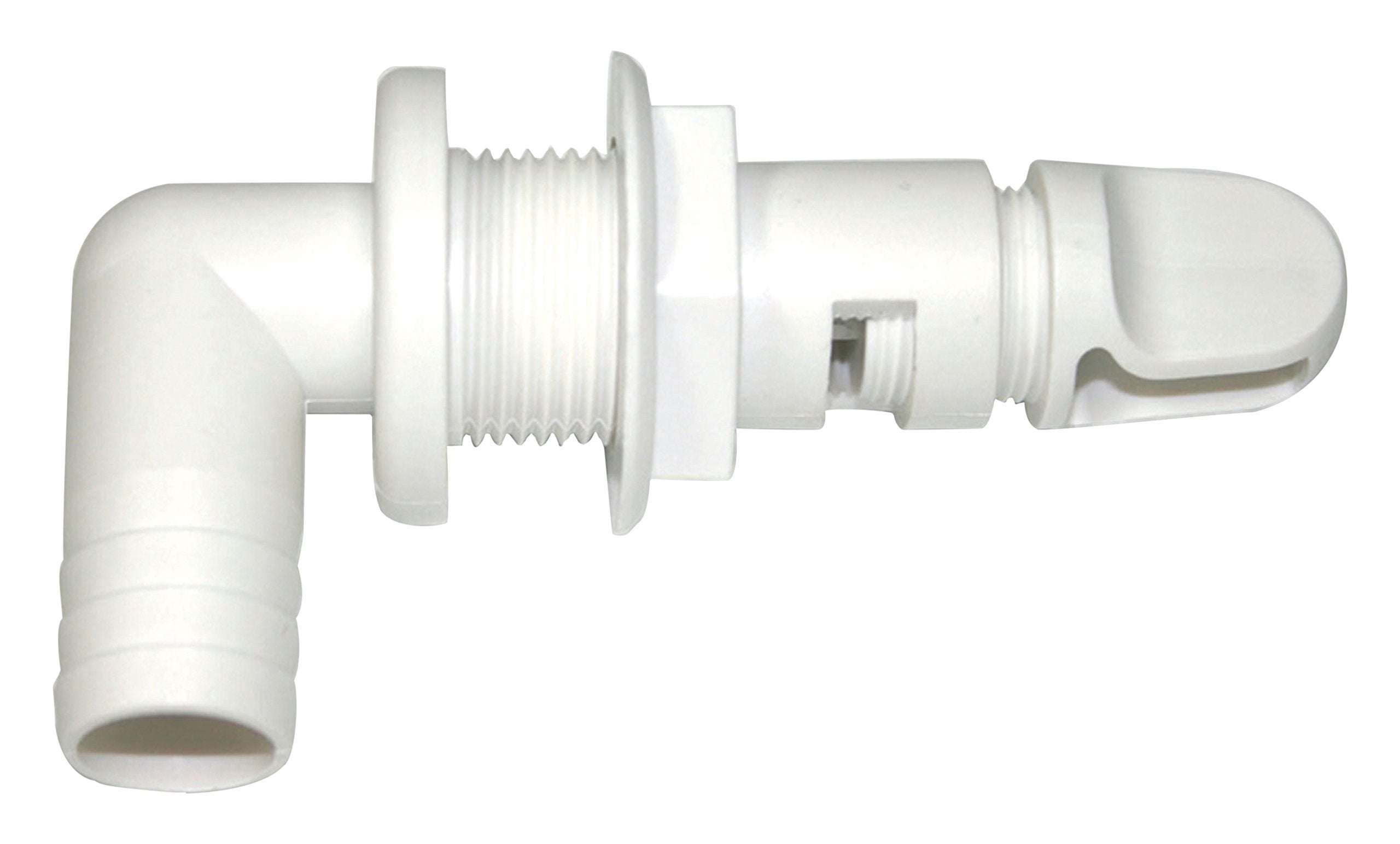T-H Marine Aerator Spray Head AHV-92-DP, 90 Degree Fixed Flange - White, 3/4" Barbed w/Shut-Off Valve