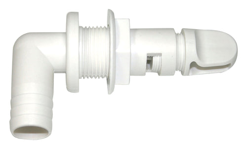 T-H Marine Aerator Spray Head AHV-92-DP, 90 Degree Fixed Flange - White, 3/4" Barbed w/Shut-Off Valve