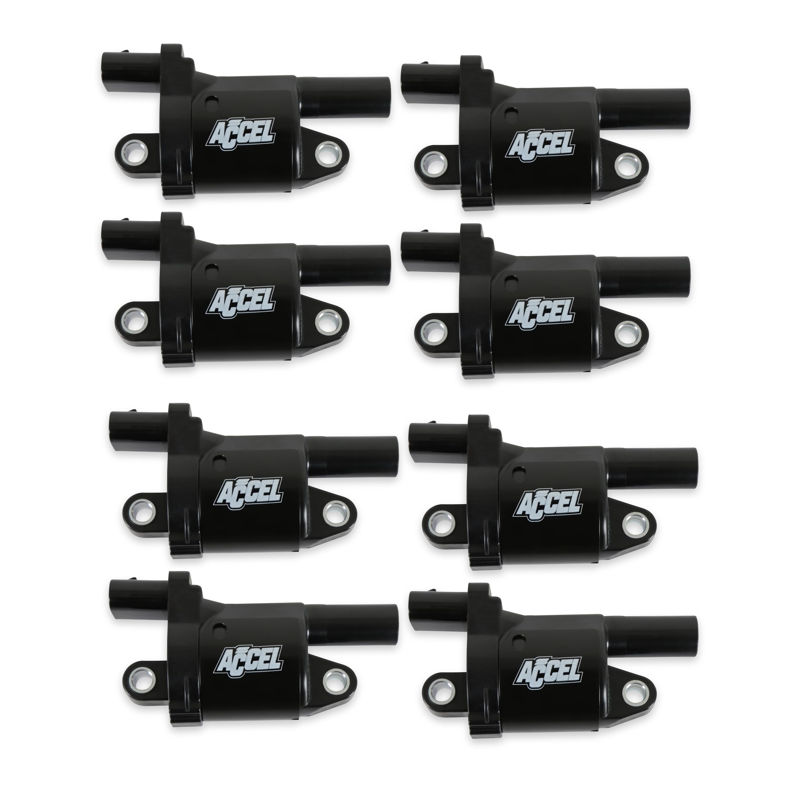 140080-8 ACCEL Ignition Coils, Black, Round, black, 8-Pack