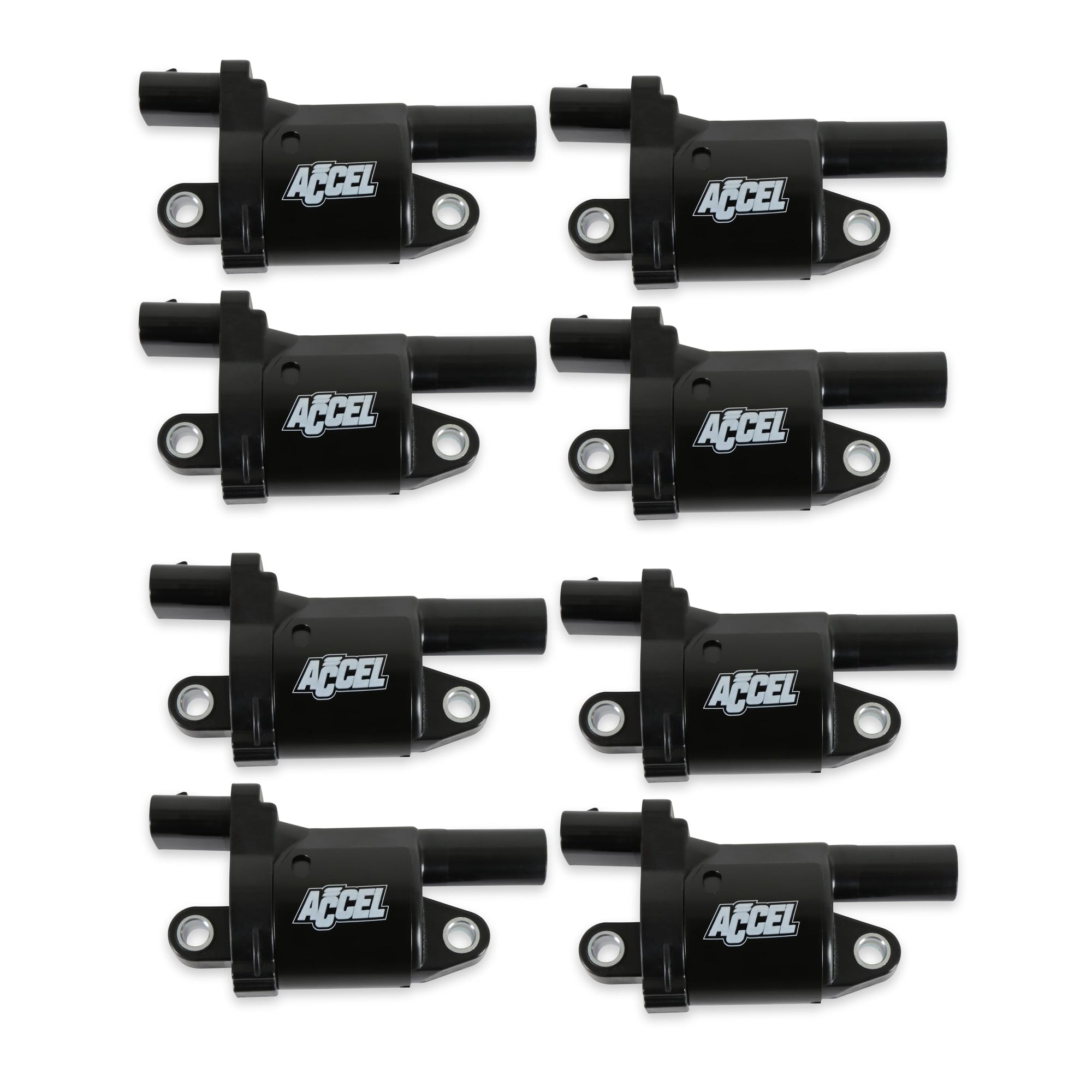 140080-8 ACCEL Ignition Coils, Black, Round, black, 8-Pack