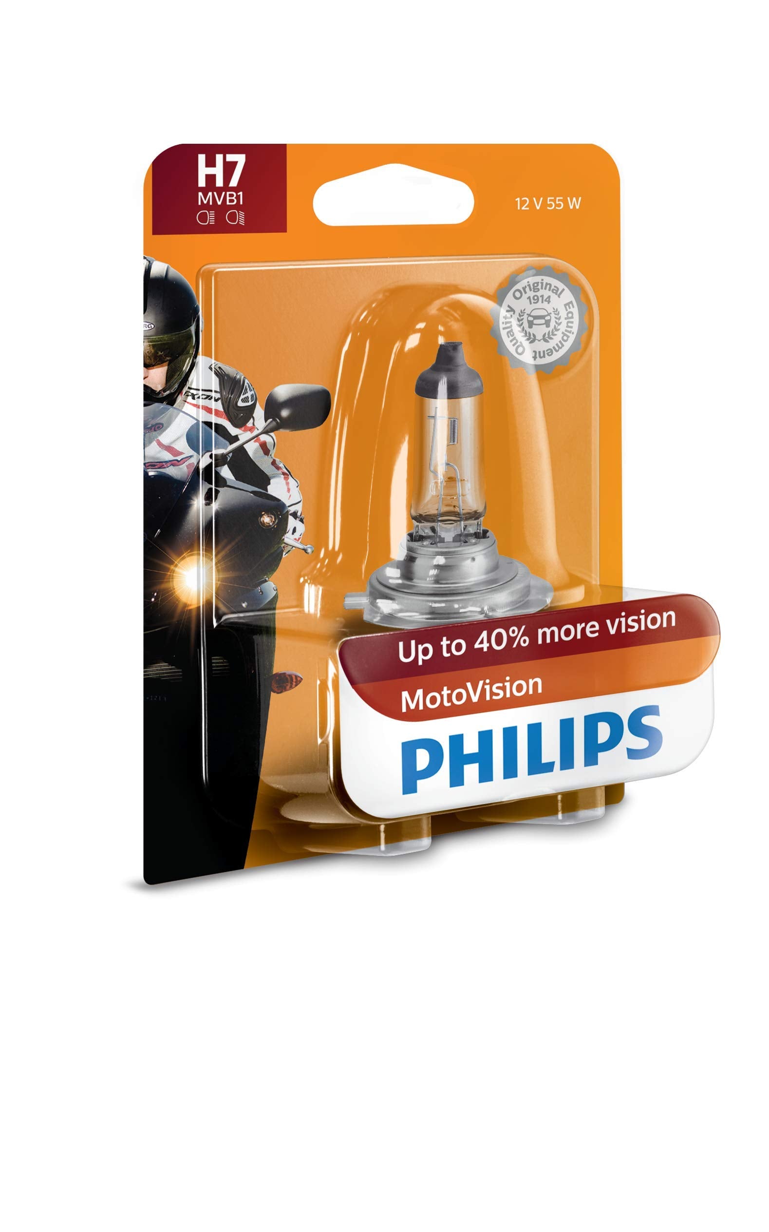 Philips H7MVB1 Automotive Lighting MotoVision Fog Light, 1 Pack, White