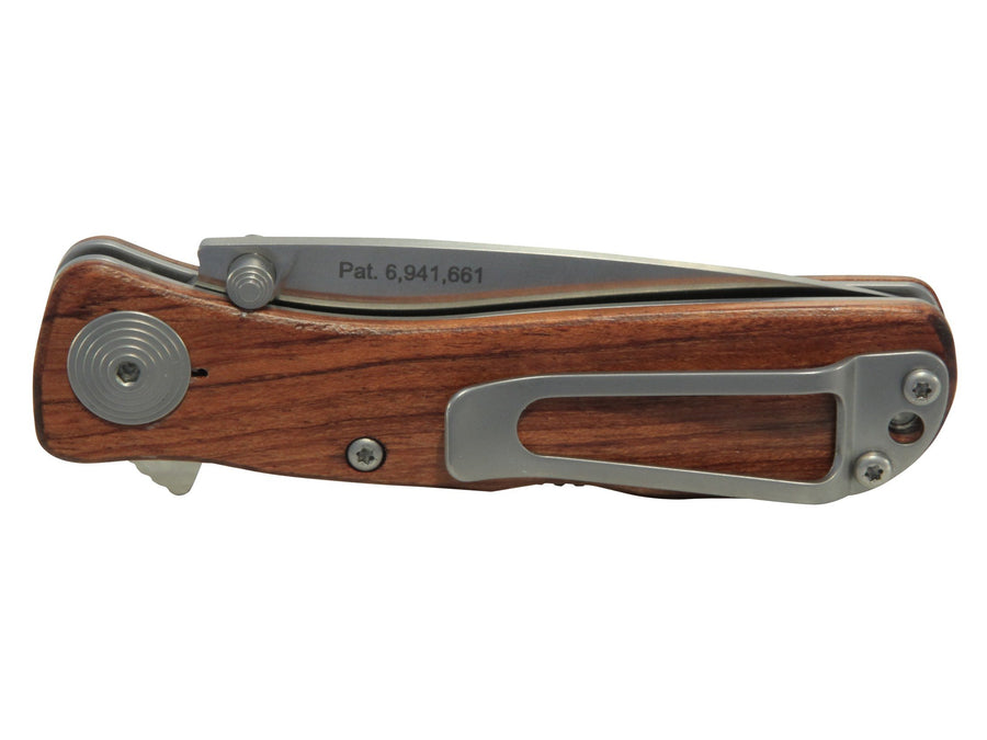 SOG Drop Point Twitch ll Pocket Knife - SOG Assisted Technology EDC Knife with 2.65 Inch Stainless Steel Blade and Wood Handle- Satin (TWI17-CP)