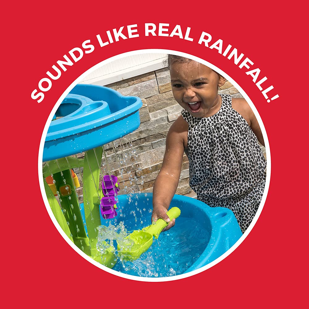 Step2 Splash Tower Summer Showers Water Table for Kids, Outdoor Kids Water Sensory Table, Ages 1.5+ Years Old, 8 Piece Water Toy Accessories, Blue & Green