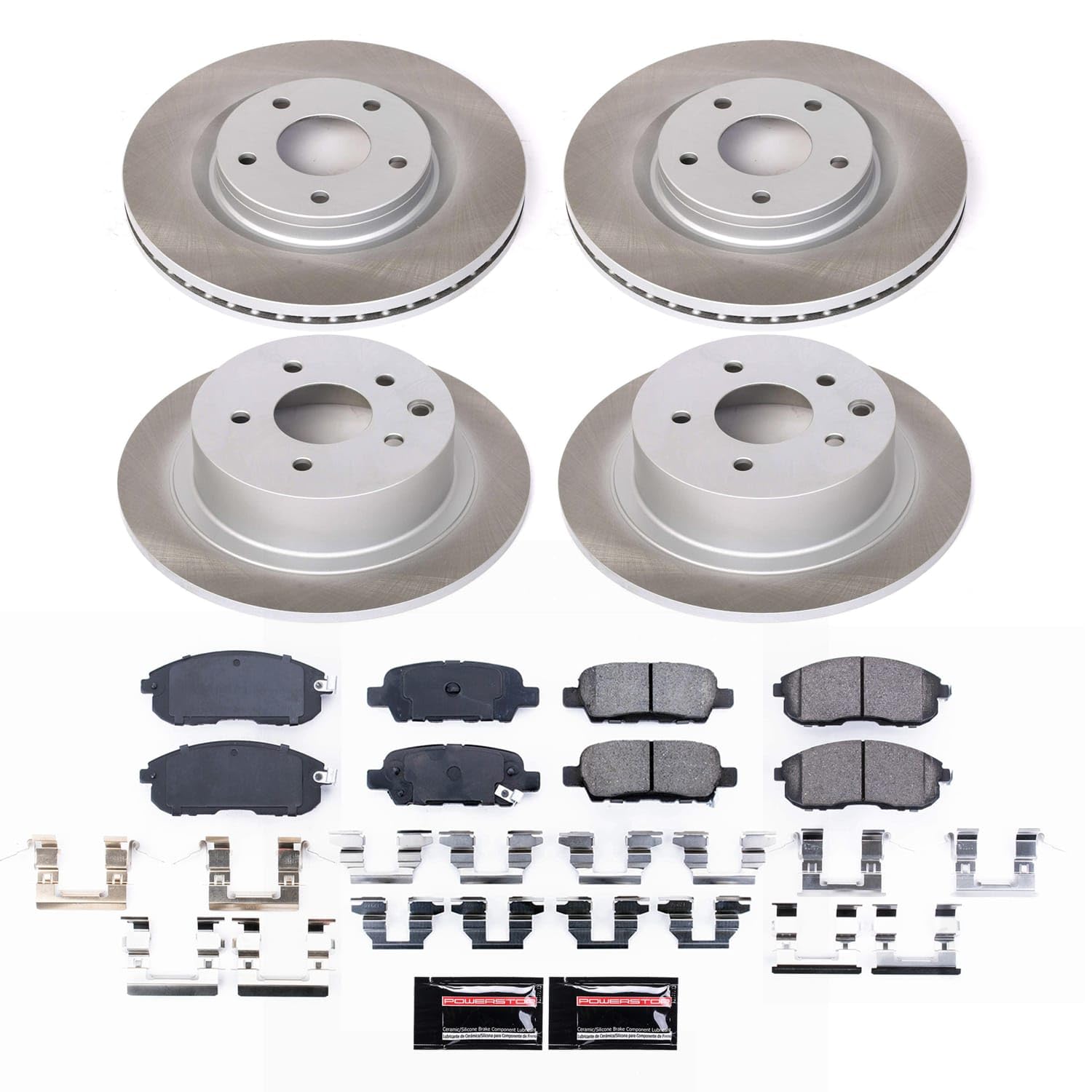 Power Stop SC9141 Brake Kit Front and Rear With Semi-Coated Brake Rotors and Ceramic Brake Pads & Hardware For Nissan Juke 2017-2011 [Application Specific]