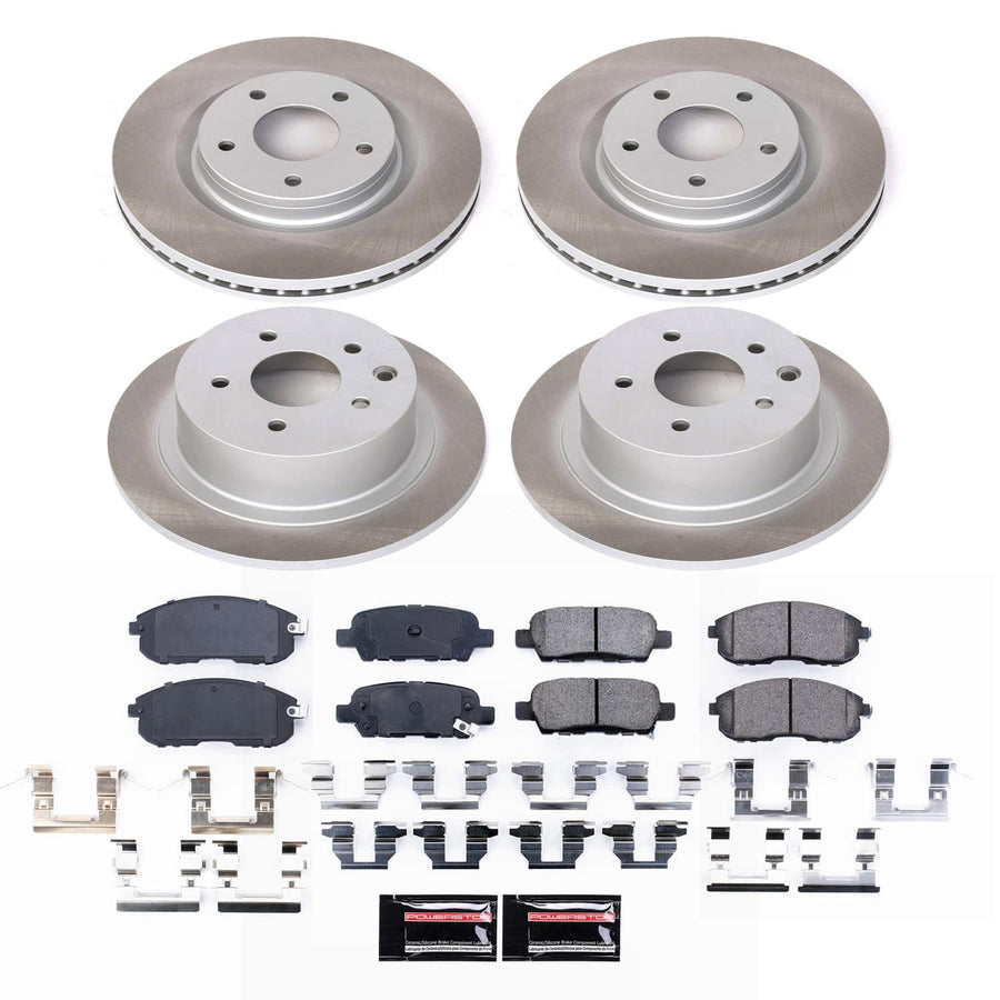 Power Stop SC9141 Brake Kit Front and Rear With Semi-Coated Brake Rotors and Ceramic Brake Pads & Hardware For Nissan Juke 2017-2011 [Application Specific]