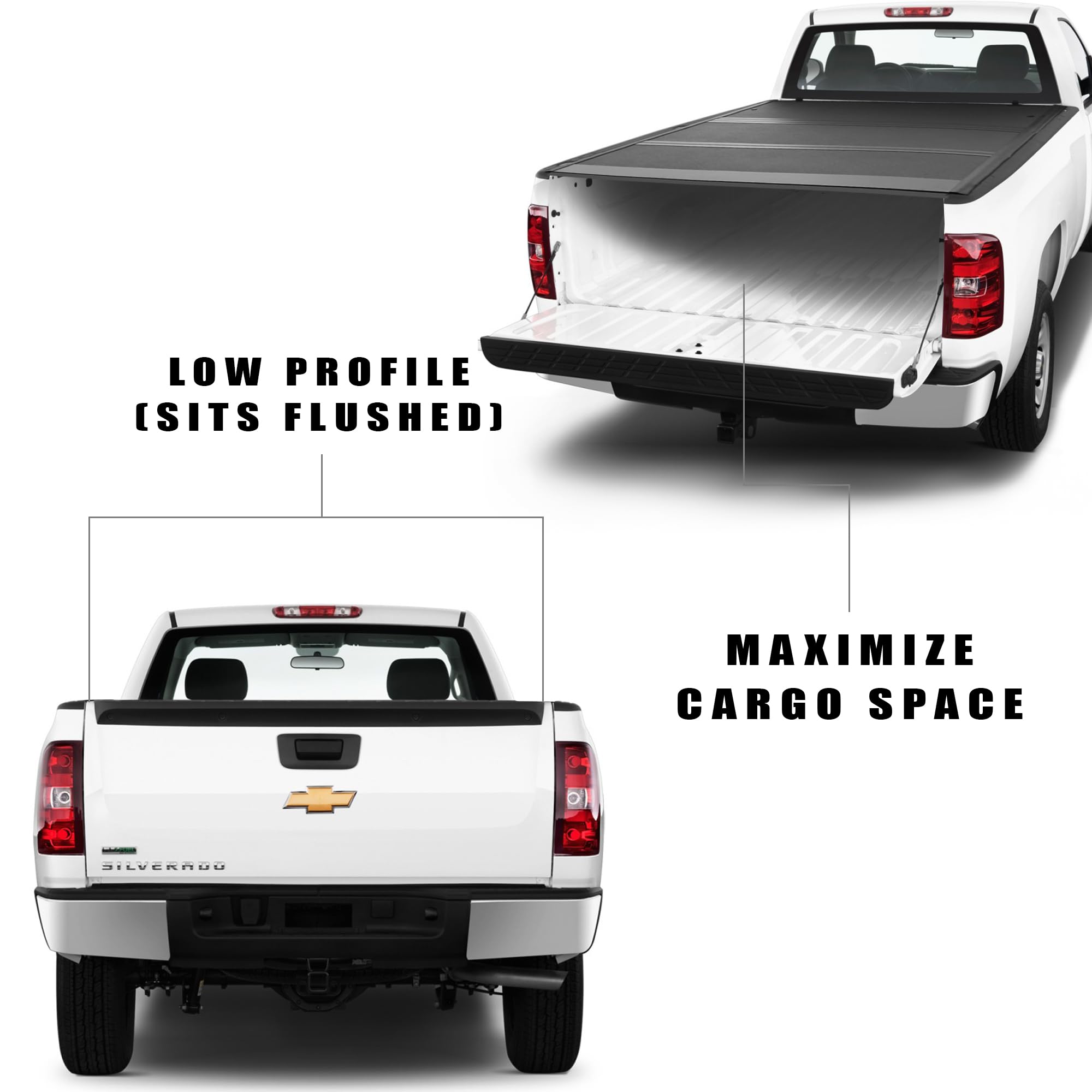 CoveRex TFX Series Armordillo USA Low Profile Hard Tri-Fold Truck Bed Tonneau Cover Fits 2007-2013 Chevy Silverado GMC Sierra 1500/2007-2014 2500 3500 HD 5.8 Ft (68") Short Bed