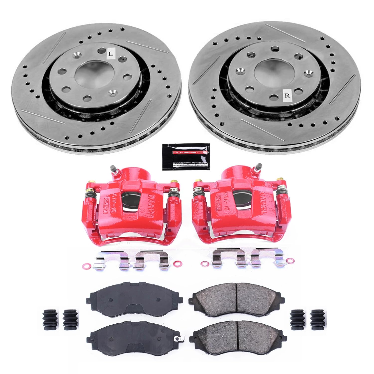 Power Stop Z23 Evolution KC5893 Front Brake Caliper Kit- Brake Rotors, Brake Pads, Brake Calipers For Chevrolet Aveo, Chevrolet Aveo5, Chevrolet Spark, Chevrolet Spark EV, Pontiac G3 [Model Specific]