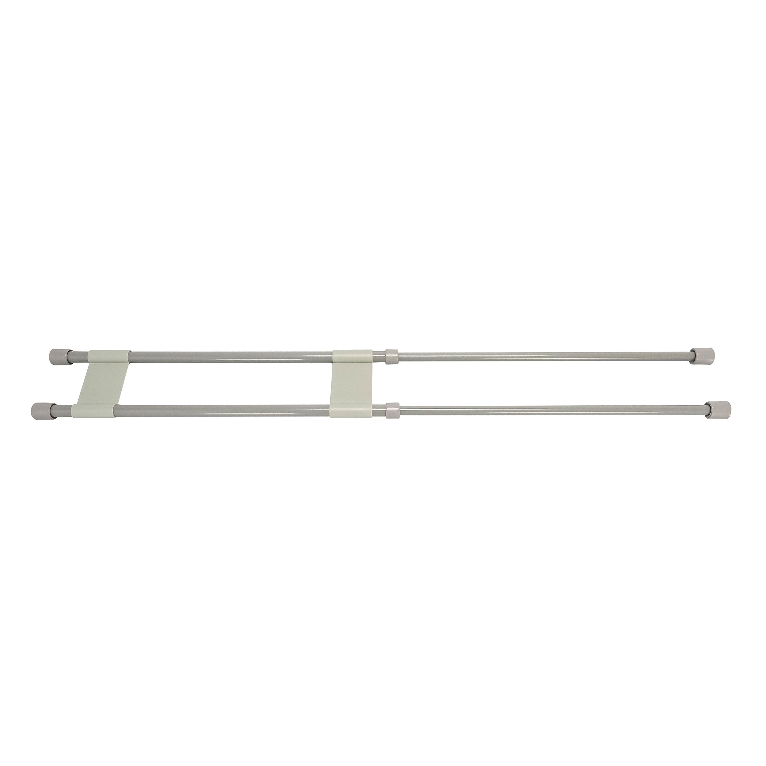 28" Camco Double RV Refrigerator Bar, Holds Food and Drinks in Place During Travel, Prevents Messy Spills, Spring Loaded and Extends Between 16" and 28" - Gray ( 44075)
