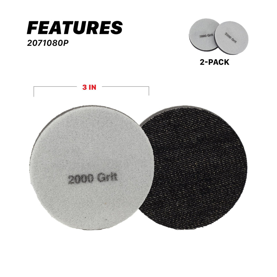 Maxshine 3" Denim Orange Peel Remover 2-Pack Polishing Pads – 2000 Grit (88mm) – Hook & Loop for Easy Attachment – Professional Pad for Paint Texture Leveling & Detailing