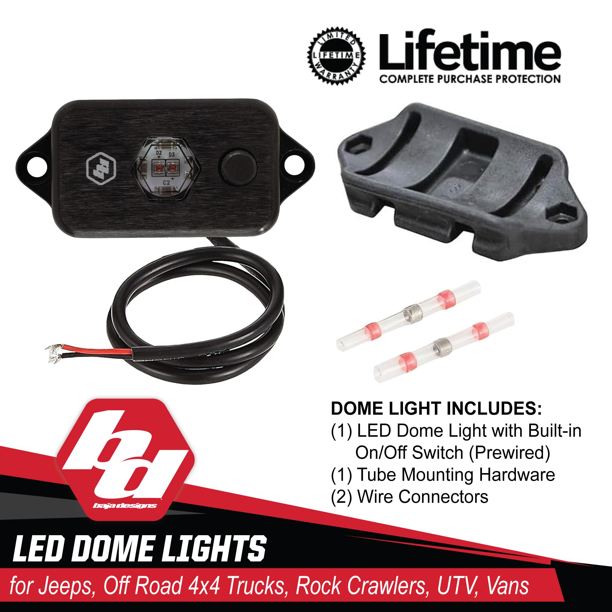 LED Dome Light Baja Designs with Switch (Red)