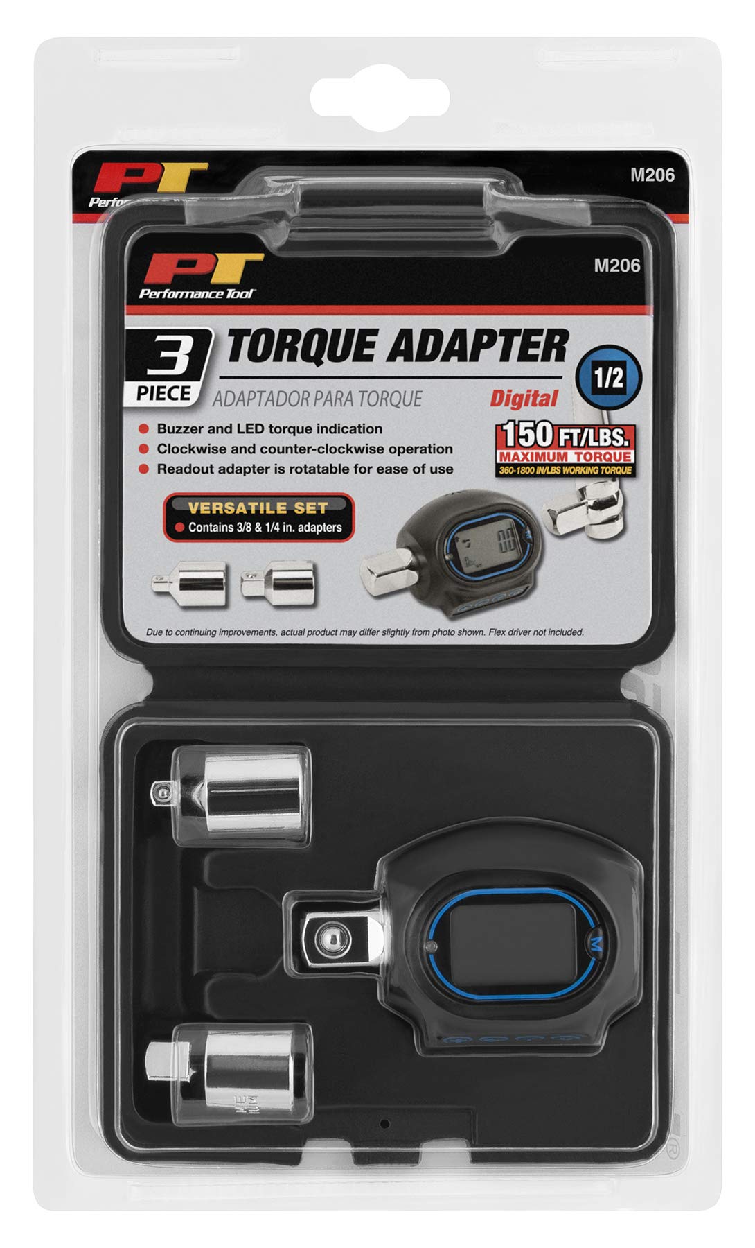 M206 Performance Tool Digital Torque Adapter (1/2'' Drive & includes adapters for 3/8'' and 1/4'')