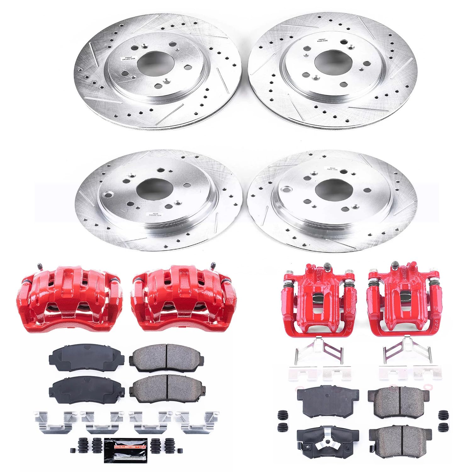 Power Stop Z23 Evolution Sport Brake Upgrade Kit with Powder Coated Calipers- Front & Rear