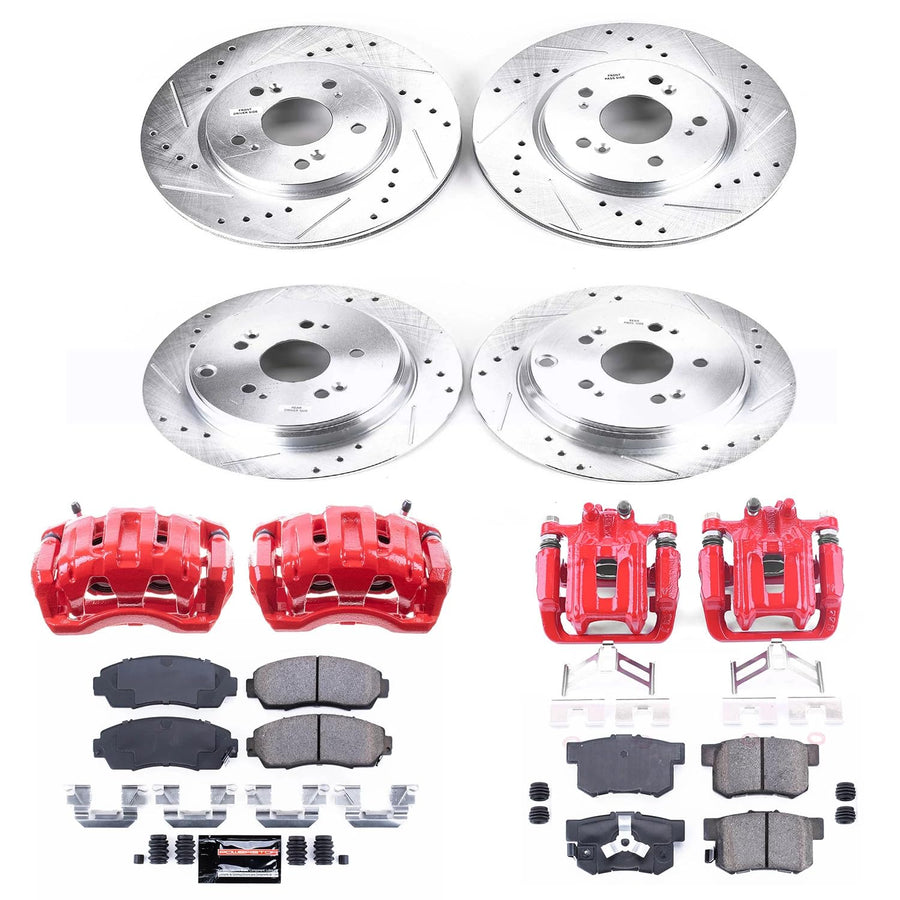 Power Stop Z23 Evolution Sport Brake Upgrade Kit with Powder Coated Calipers- Front & Rear