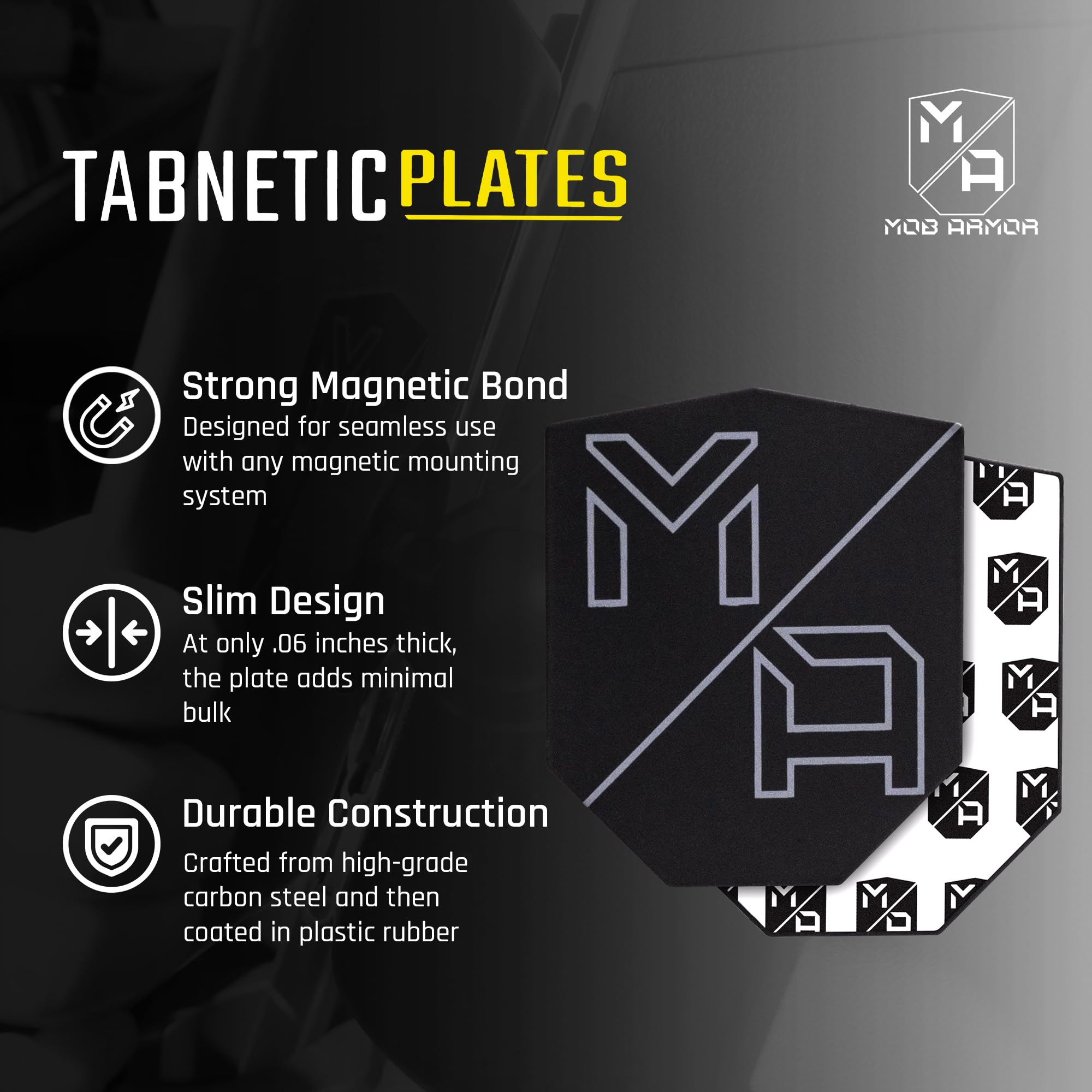 TabNetic Mob Armor Mounting Kit with Adhesive Disc, Durable Metal Plate & High Strength Magnetic Attachment for Universal Tablet Mounting - Ideal for Car, Home, Office, or Custom Installations
