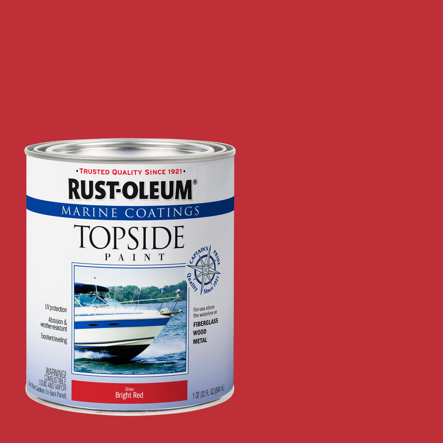 Marine Coatings Rust-Oleum 207004 Topside Paint, Quart, Bright Red