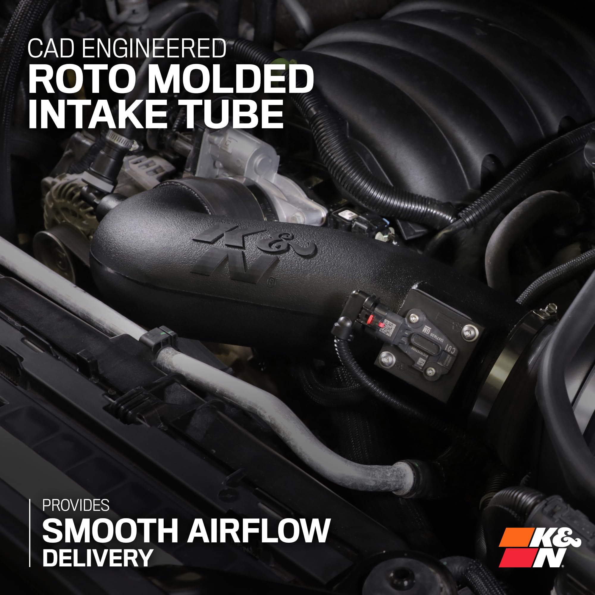 Cold Air Intake System K&N: Dry-Flow Air Filter, Increase Performance & Towing: Compatible with 2019-2025 Chevy/GMC/Cadillac Silverado 1500, Suburban, Tahoe, Sierra 1500, Yukon, Escalade, 30-3110